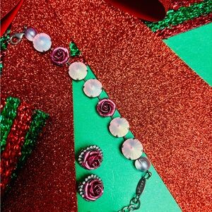 Sabika Glowing Vienna Rose Bracelet & Grace Studs